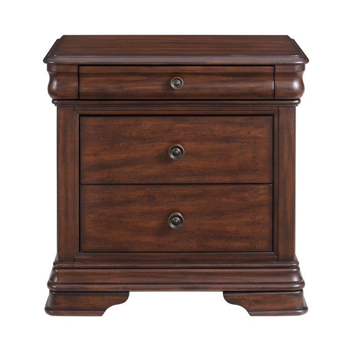Phillipe 3-Drawer Nightstand With USB in Cherry
