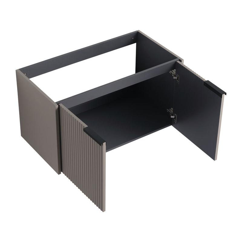 Contemporary Wall Mounted Bathroom Vanity With Resin Double Sink