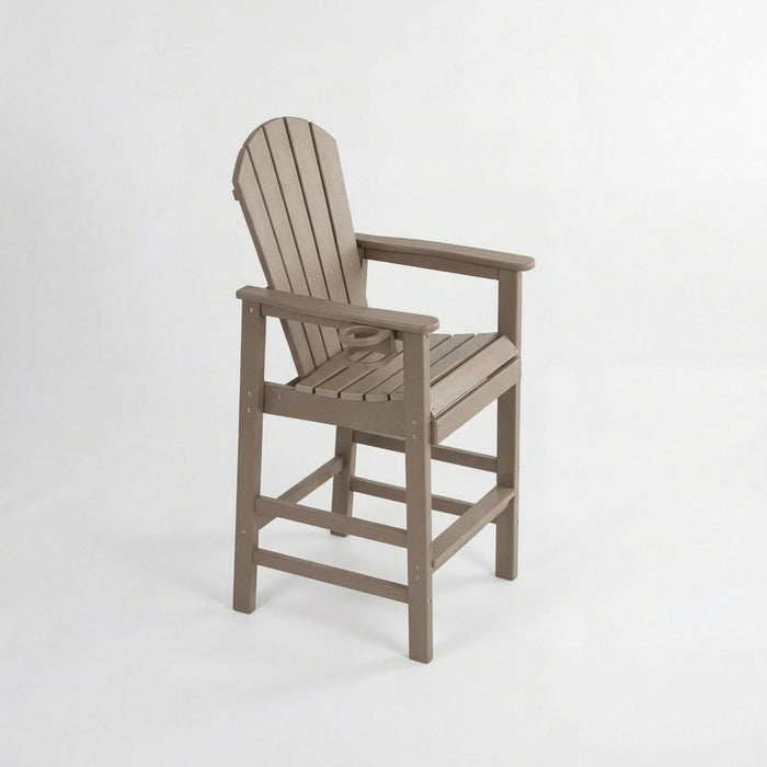 Bar Height Adirondack Chair With Cup Holder And Armrests
