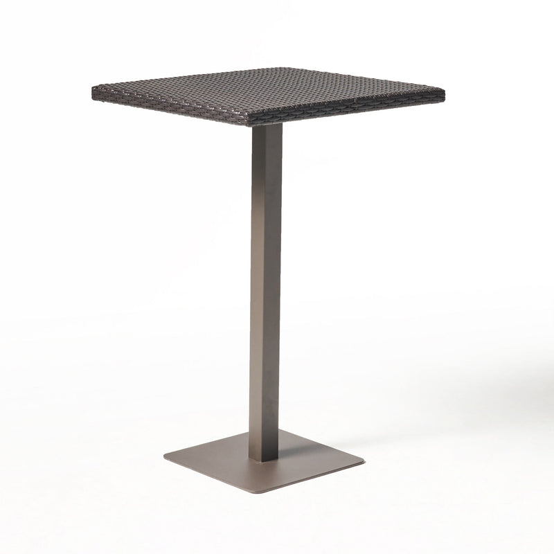 Outdoor Square Rattan Bar Table With Iron Frame - Multi Brown