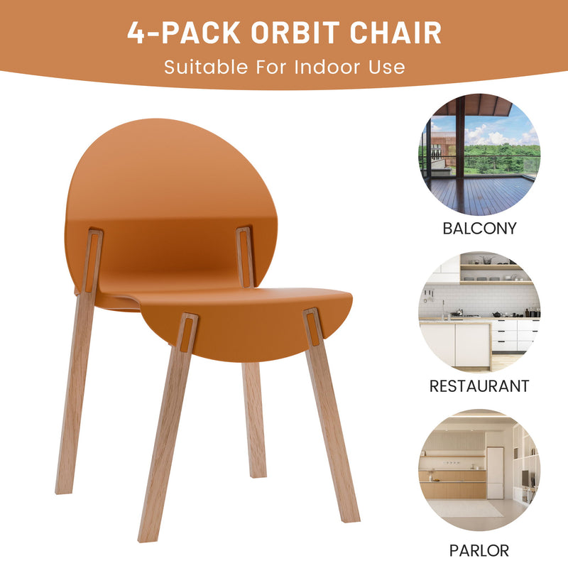 4 Piece Set Of Single Chairs With A Design Combining Modern And Traditional Elements