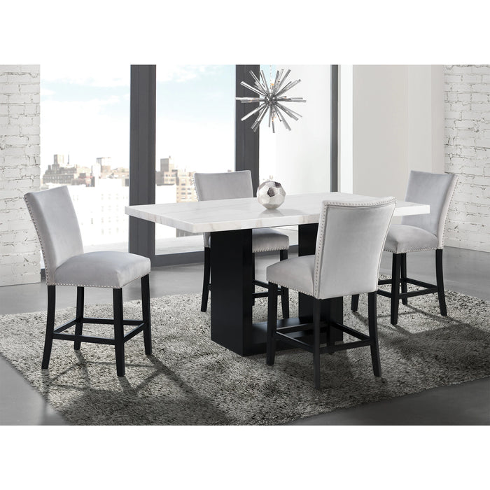 Valentino White 5PC Dining Set-Table & Four Chairs