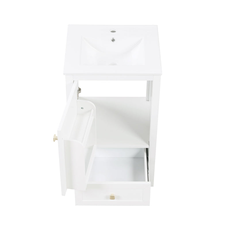 Bathroom Vanity With Sink, Soft Closing Cabinet Door, Storage Rack And Drawer