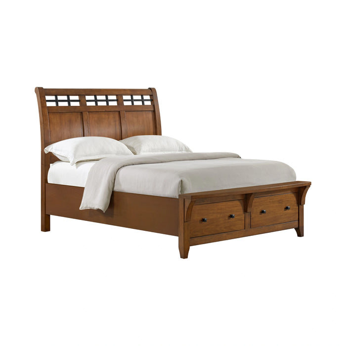 Gage Sleigh Storage Bedroom Set in Chestnut