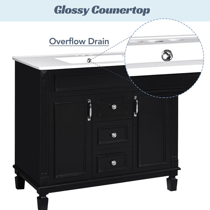 Bathroom Vanity With Top Sink, Mirror Cabinet, 2 Soft Closing Doors & 2 Drawers