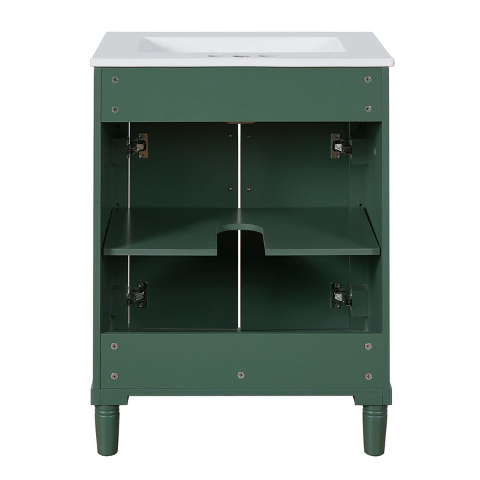 Bathroom Vanity With Integrated Sink, 2 Door Cabinet, Single Sink For Small To Medium Bathrooms