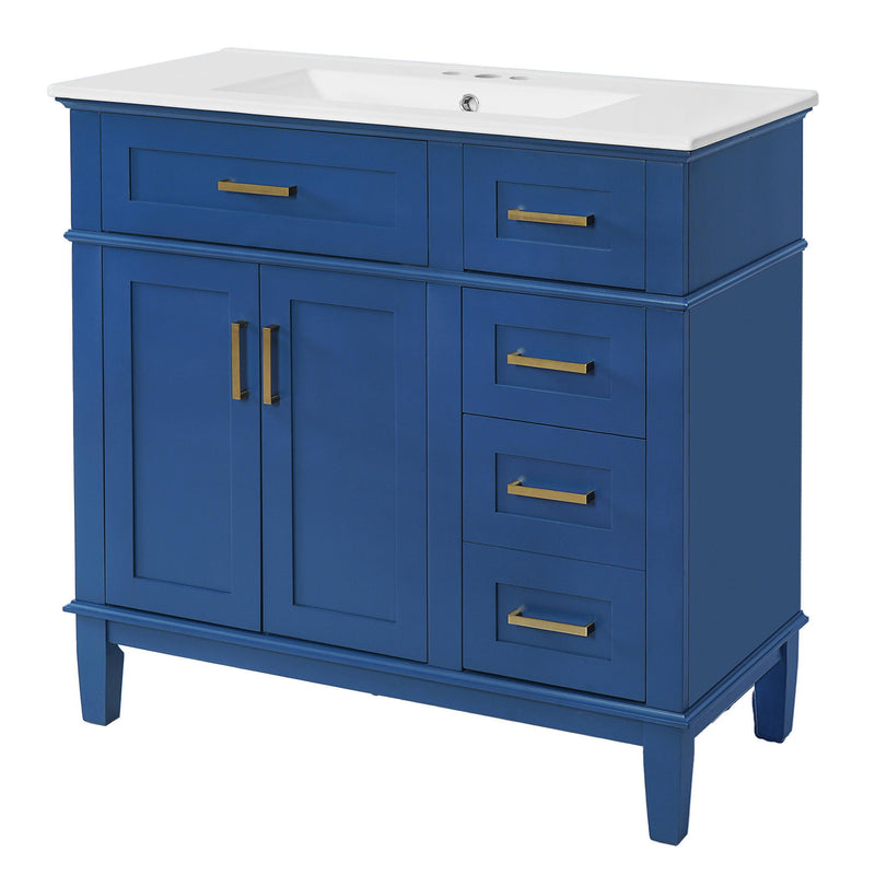 Modern Bathroom Vanity With Ceramic Sink, Soft Close Storage Cabinet