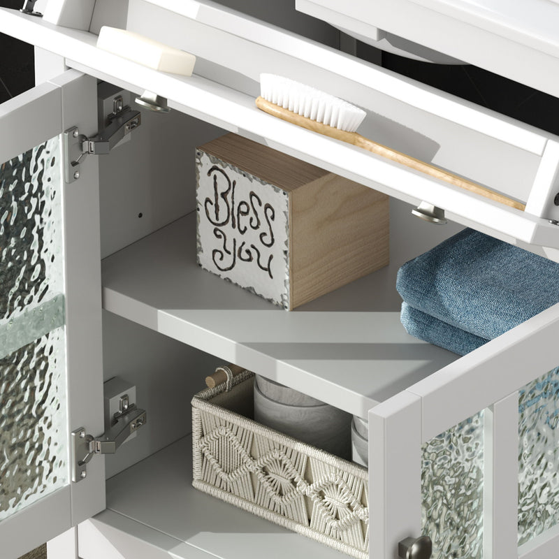 Bathroom Vanity With Ceramic Sink, Adjustable Shelf & Tip Out Tray