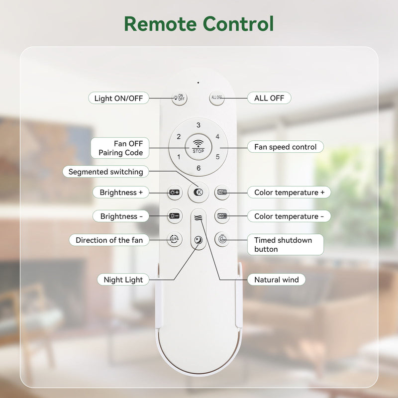 52" Ceiling Fan With Dimmable LED Light, 6 Speed DC Motor, 3 Blades