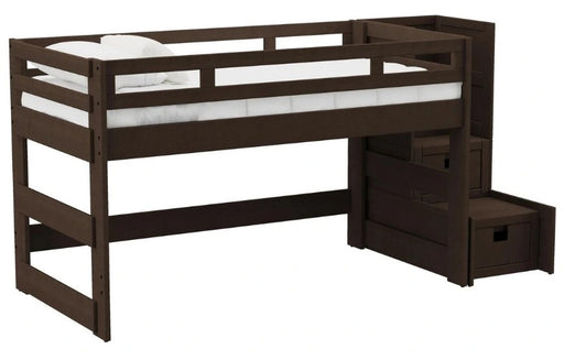 Elements International Cali Kids Twin Junior Loft Bed with Staircase in Brown image