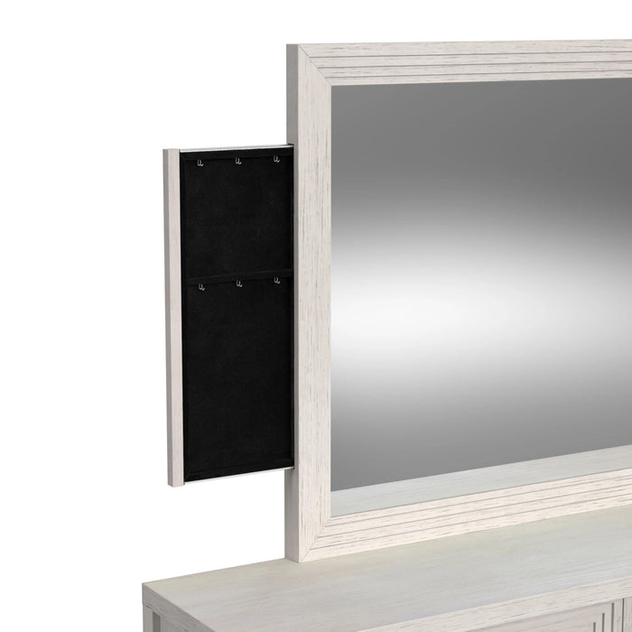 Avalanche Dresser and Mirror Set in Antique White