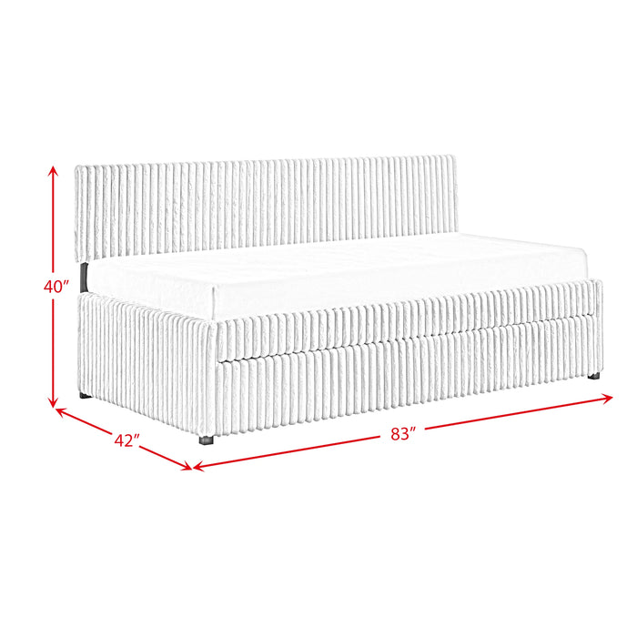 Arden Twin Daybed with Trundle in Corduroy Beige