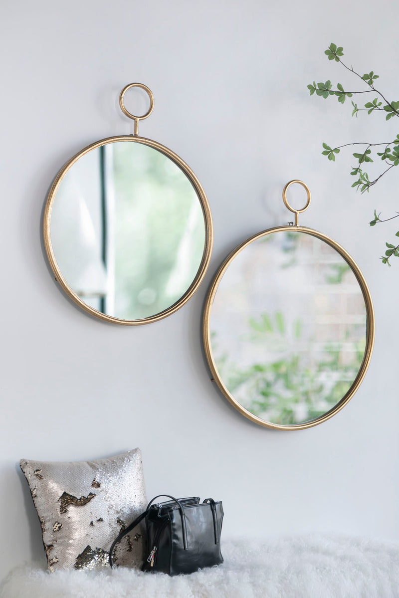 Circle Wall Mirror With Iron Frame, Accent Mirror For Living Room