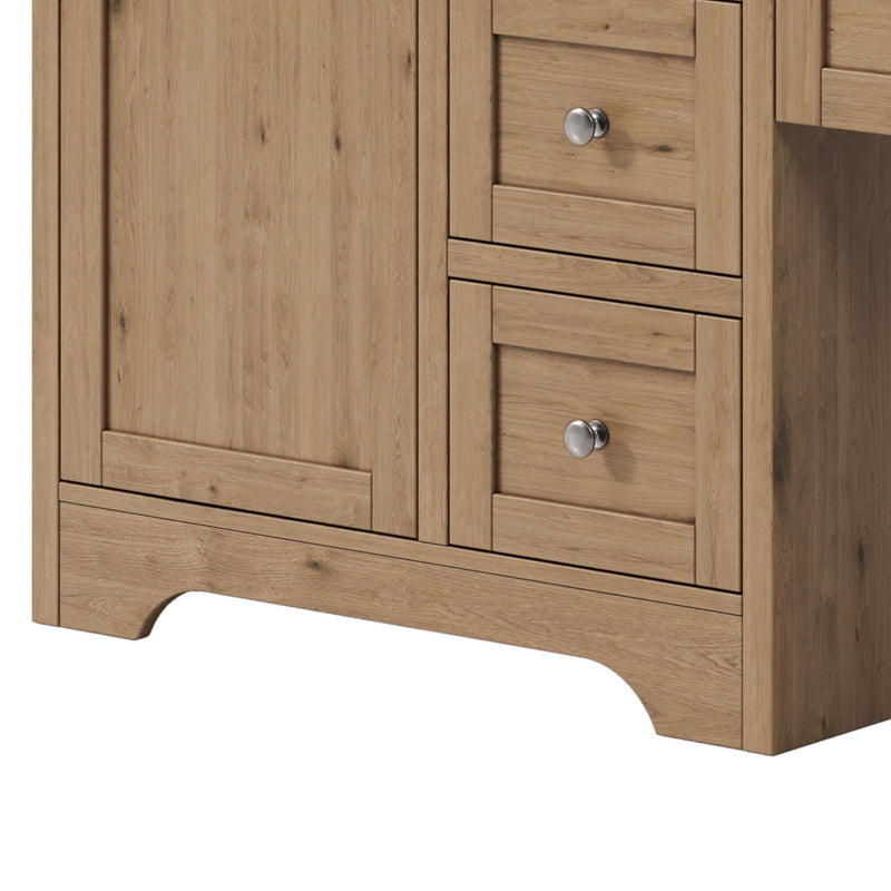 Double Sink Bathroom Vanity With Countertop, 2 Ceramic Sinks, 6 Drawers, Soft Close Design