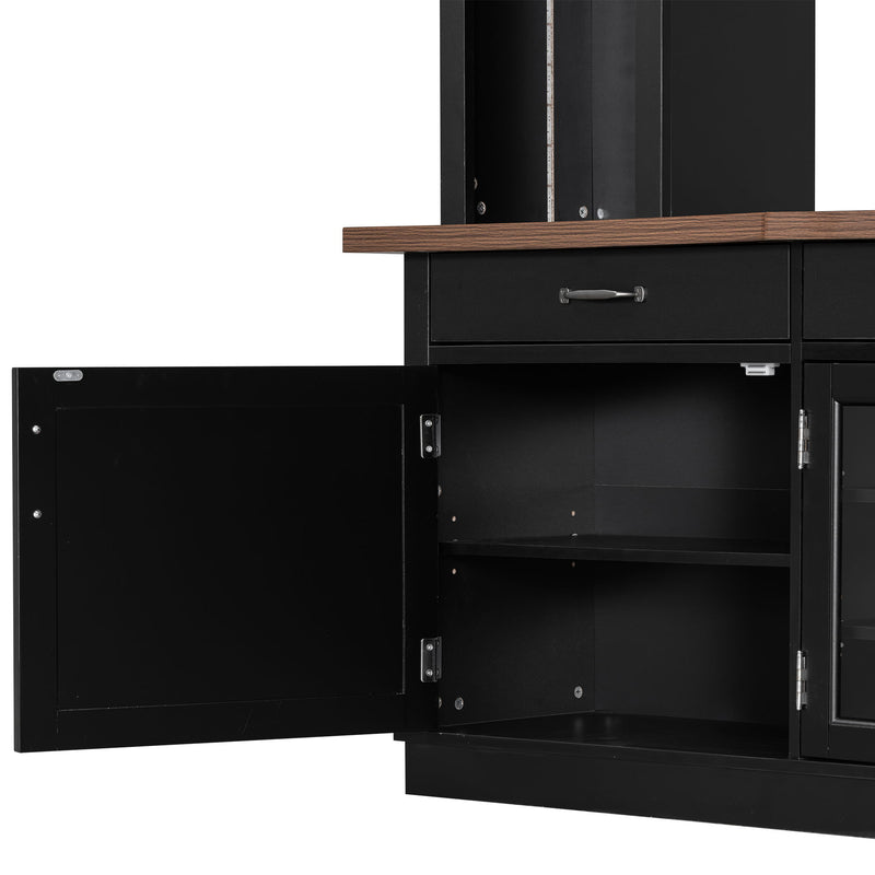 Extra Long TV Stand With 7 Color LED Lights, Adjustable Shelves & Storage Cabinets