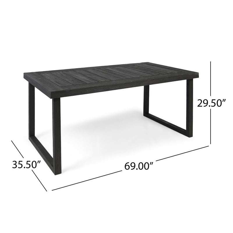 Outdoor 6 Seater Dining Set With Bench - Dark Gray / Light Gray