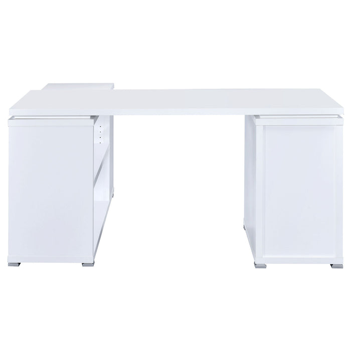 Tona - L-Shape Computer Desk With 3 Drawers And 5 Shelves