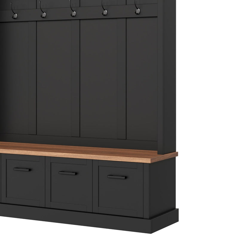 Hall Tree With Storage Bench Mudroom Coat Rack With 6 Hooks