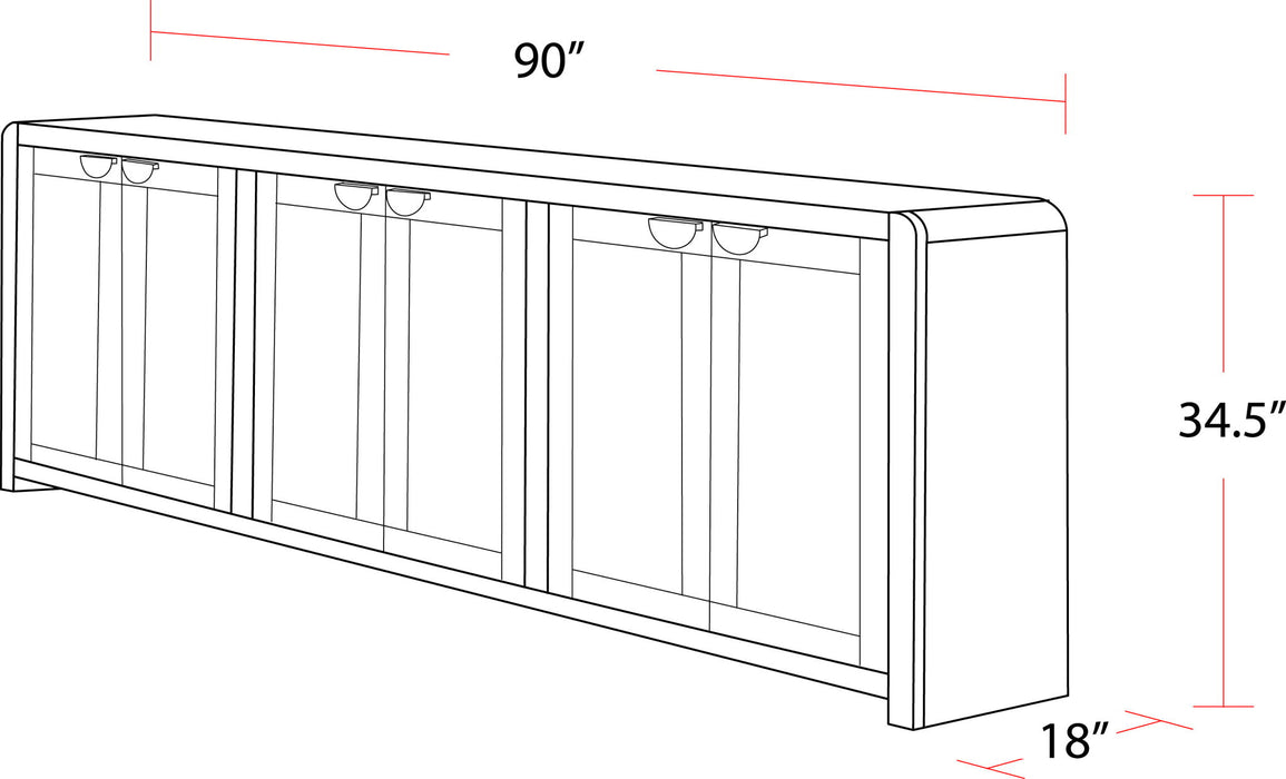 Escape - Dining Rectangular Table With Console And 8 Caster Chairs - Glazed Natural Oak Black Metal Trim