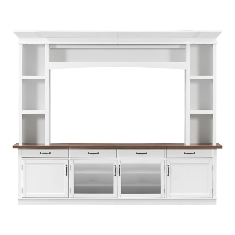 Extra Long TV Stand With 7 Color LED Lights, Adjustable Shelves & Storage Cabinets