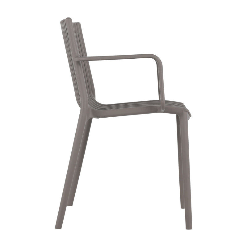 4 Piece Stackable Single Chairs With Vertical Stripe Design For All Weather