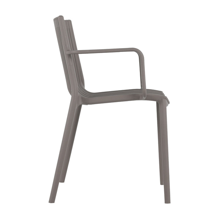 4 Piece Stackable Single Chairs With Vertical Stripe Design For All Weather
