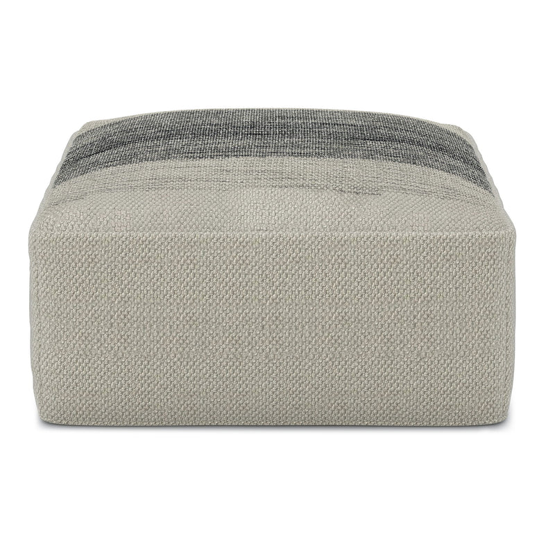 Sabella - Square Woven Outdoor / Indoor Pouf - Silver