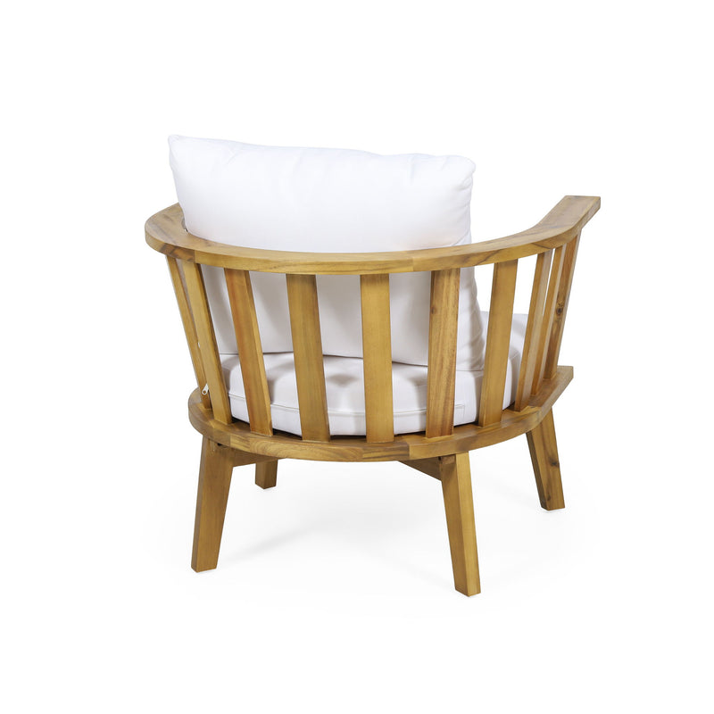 Outdoor Club Chair With Curved Backrest And Frame - White