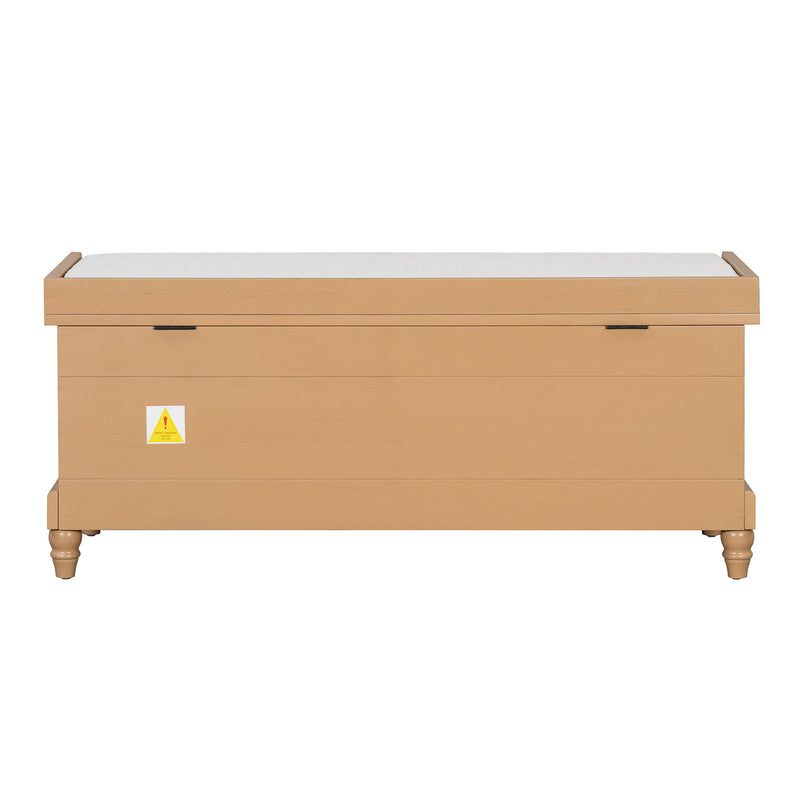 Shoe Bench With Cushion And 3 Drawers - Natural