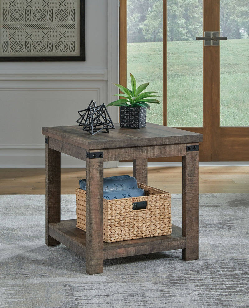 Hollum - Square End Table - Rustic Brown