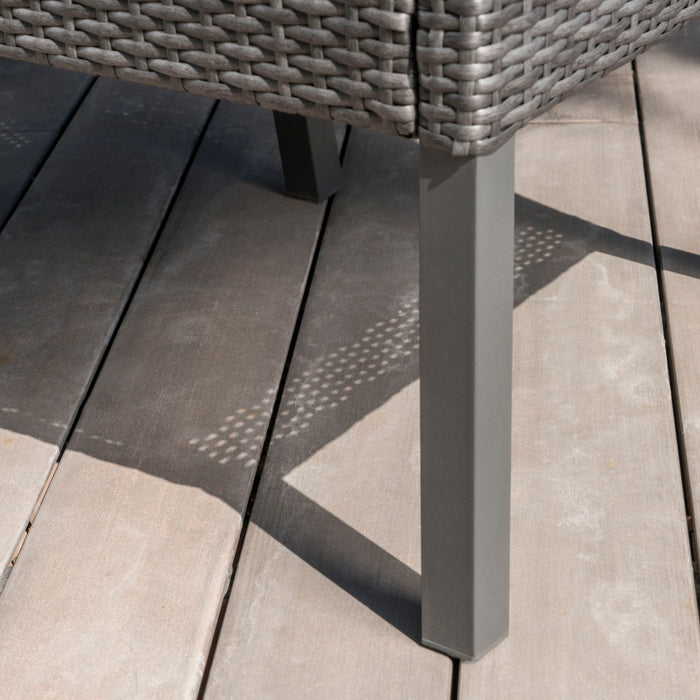 Outdoor Rattan Dining Chair With Straight Legs And Sloped Arms (Set of 2) - Gray / Silver