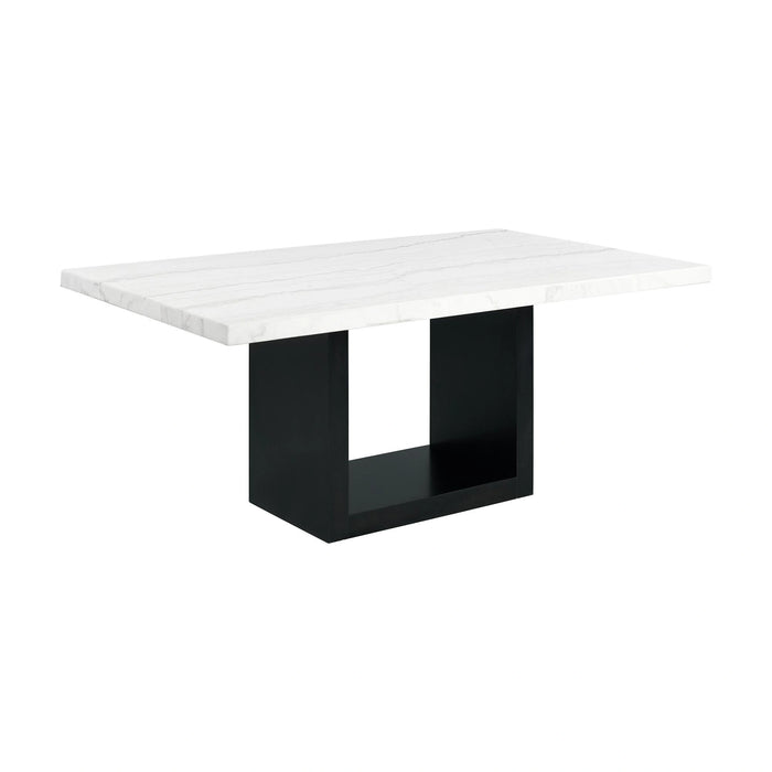 Valentino White 5PC Dining Set-Table & Four Blue Chairs