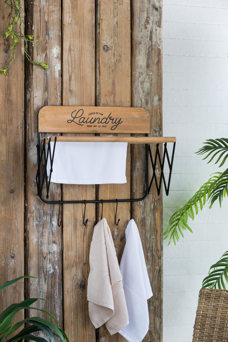 Laundry Rack With Accordion Design - Brown / Black - Black Brown