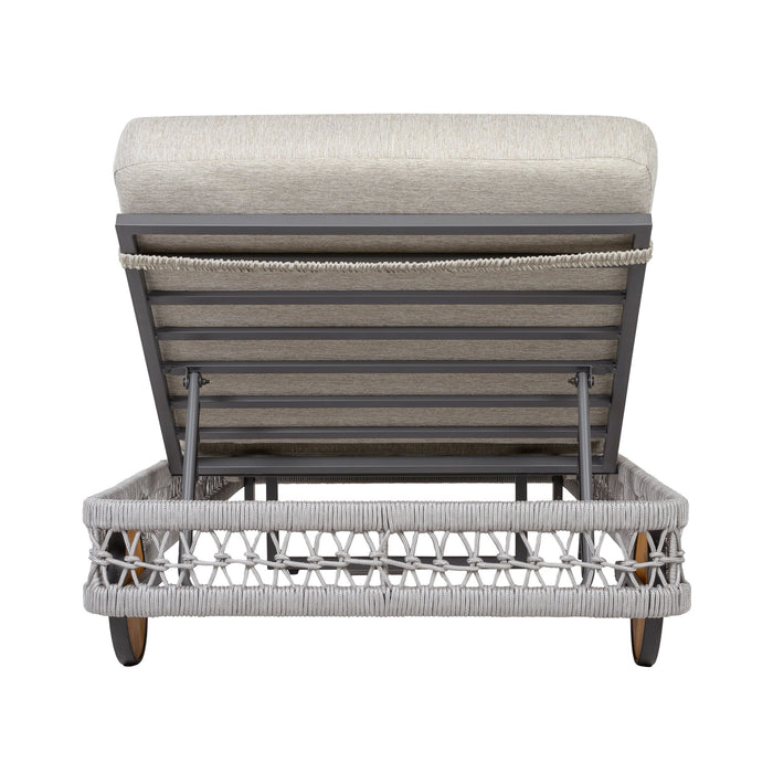 Outdoor Chaise Lounge With Wheels, 5 Position Adjustable Backrest