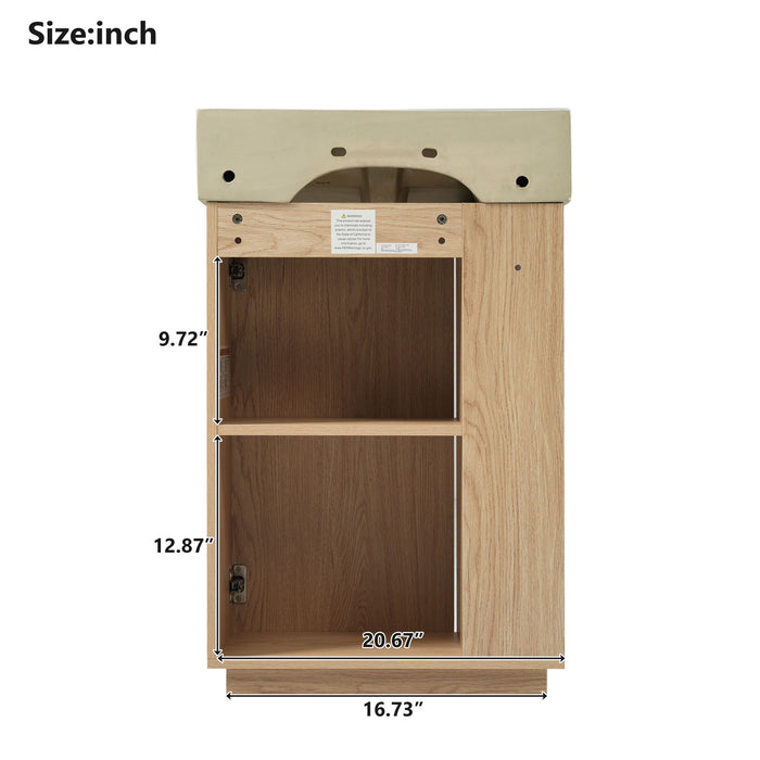 Bathroom Vanity With Sink, Freestanding Wood Grain Cabinet With Storage