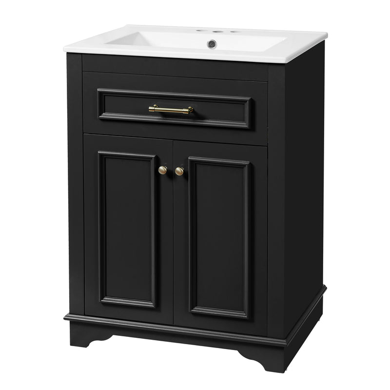 Bathroom Vanity With Integrated Sink, 2 Door Cabinet With Tip Out Drawer, Rectangular Design