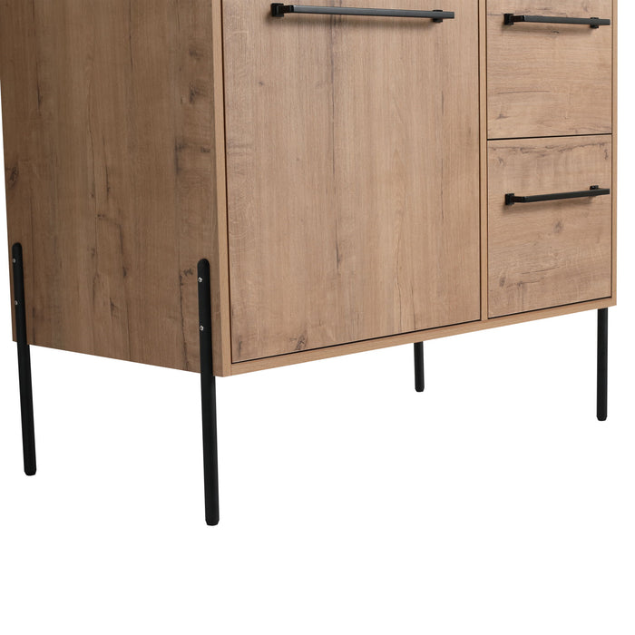 35" Freestanding Bathroom Vanity With Soft Close Doors And 2 Drawers (Vanity Only) - Imitative Oak
