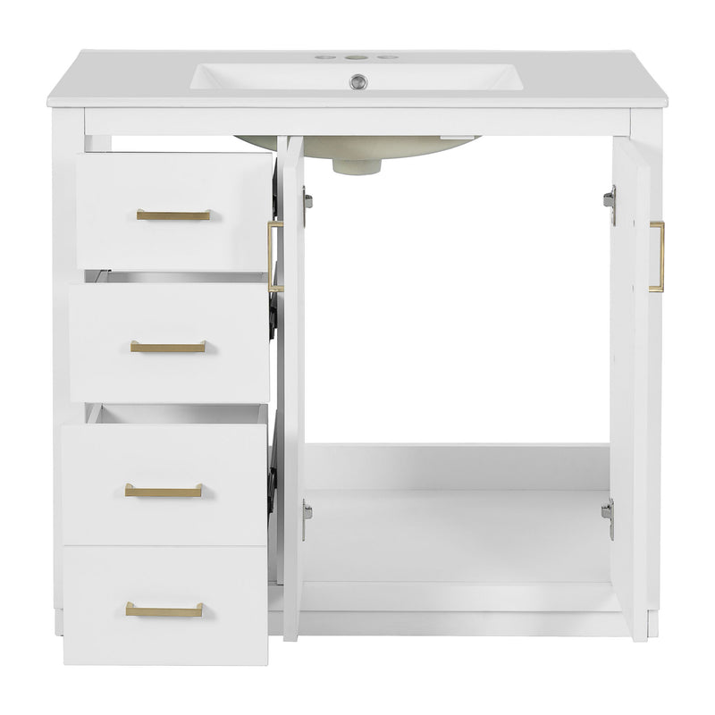 Bathroom Vanity With Sink Combo, Storage Cabinet, Freestanding Set With 3 Drawers & Soft Closing Doors