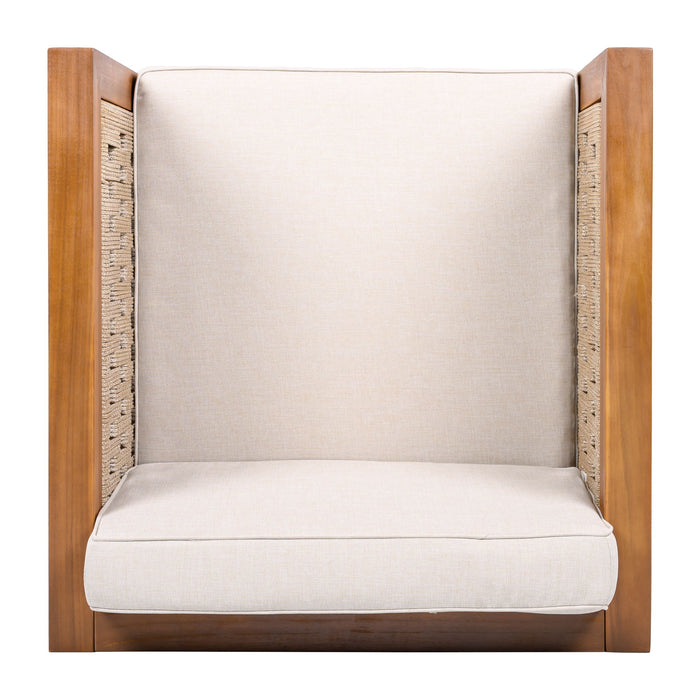 Outdoor Club Chair & Rope Arm And Cushions
