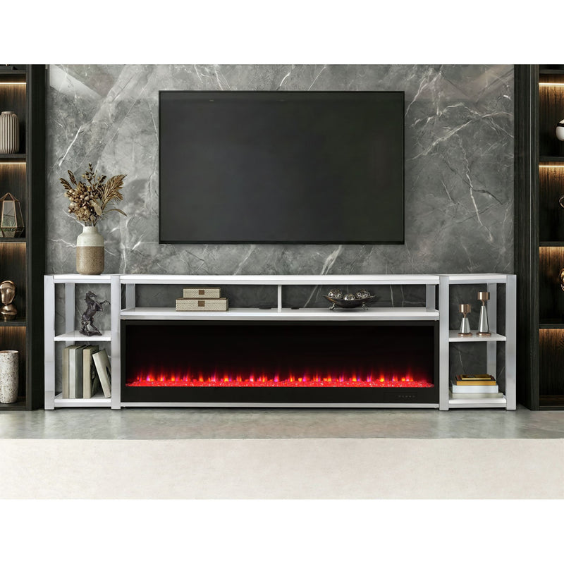 Midway - 80" TV Console With Firelight - White