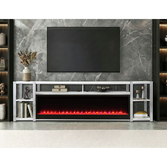 Midway - 80" TV Console With Firelight - White