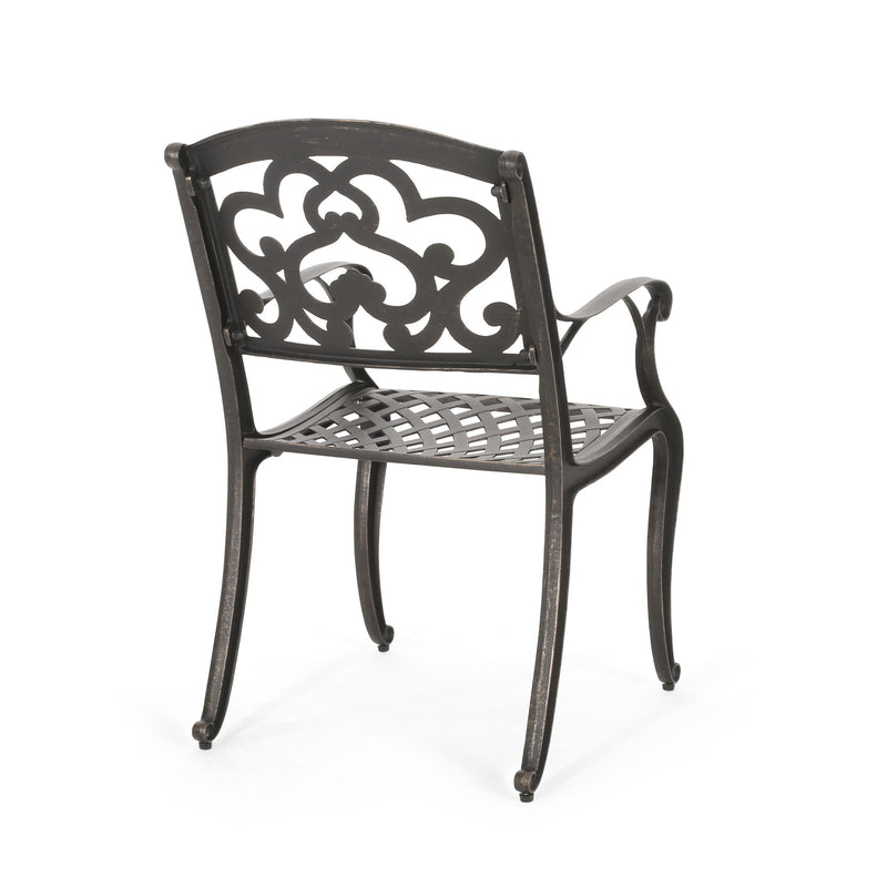 Cast Aluminum Dining Chair With Hand Crafted Details - Copper