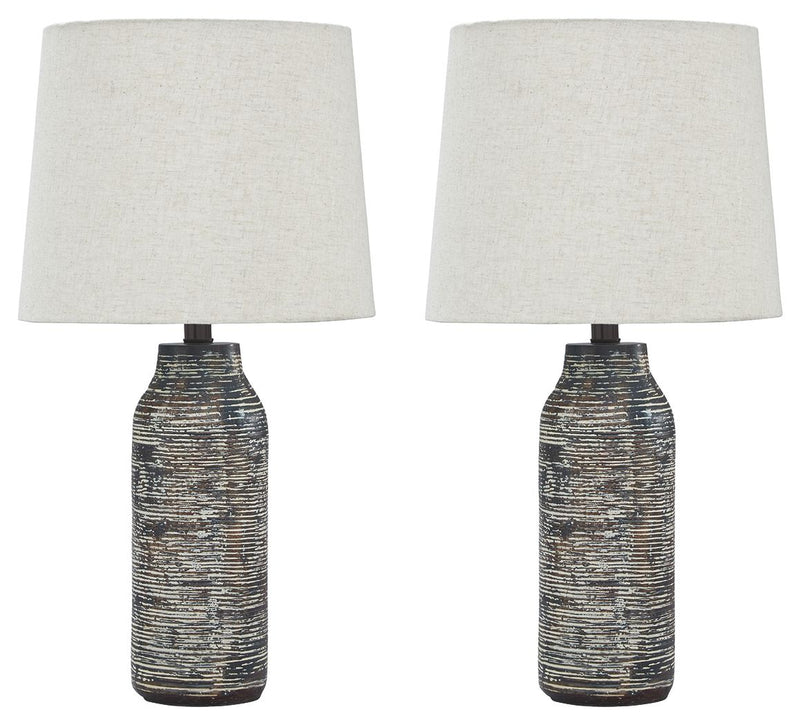 Mahima - Paper Table Lamp (Set of 2) - Black / White