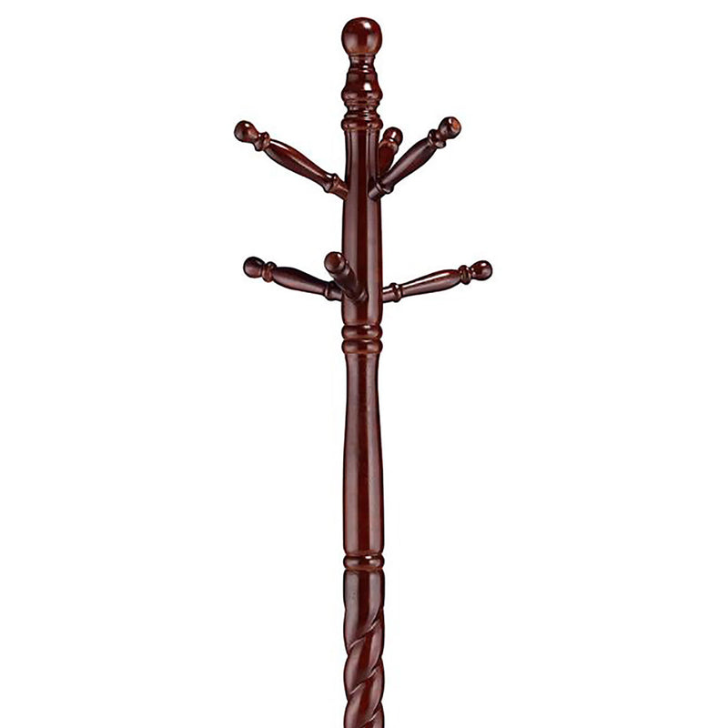 Coat Rack With Post Traditional Entryway Organizer With 6 Hooks - Brown