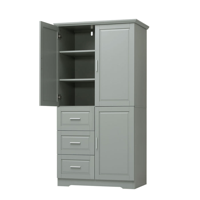 Tall And Wide Storage Cabinet With Doors, 3 Drawers