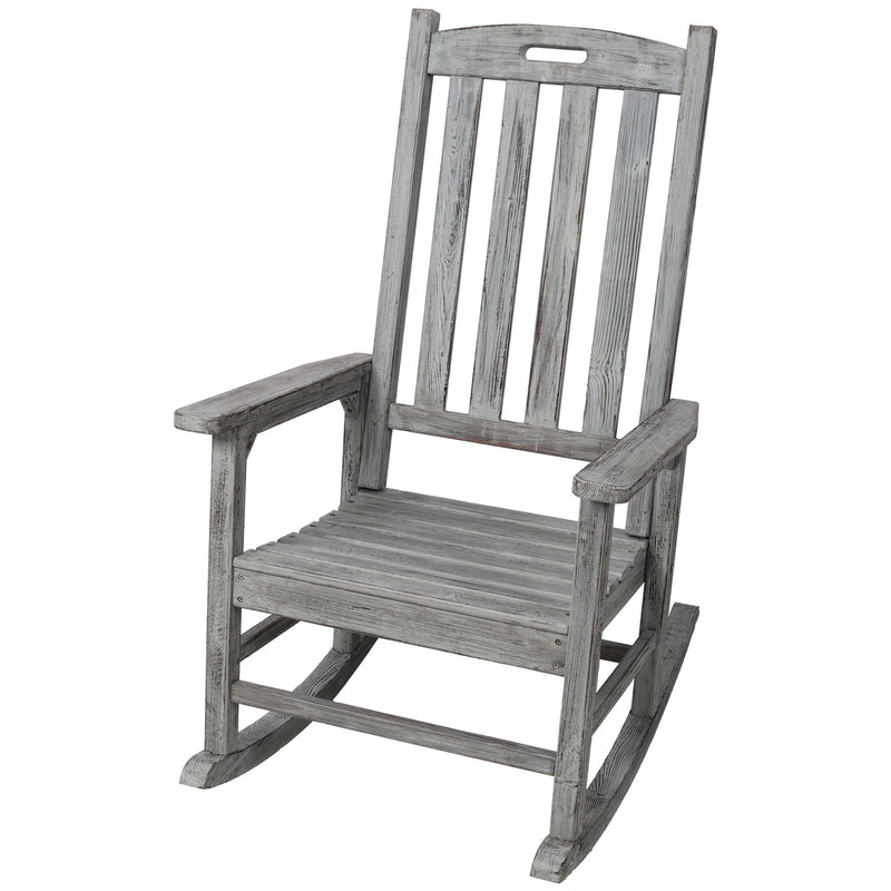 Oversized Porch Rocker Chair With Wide Seat And Tall Backrest