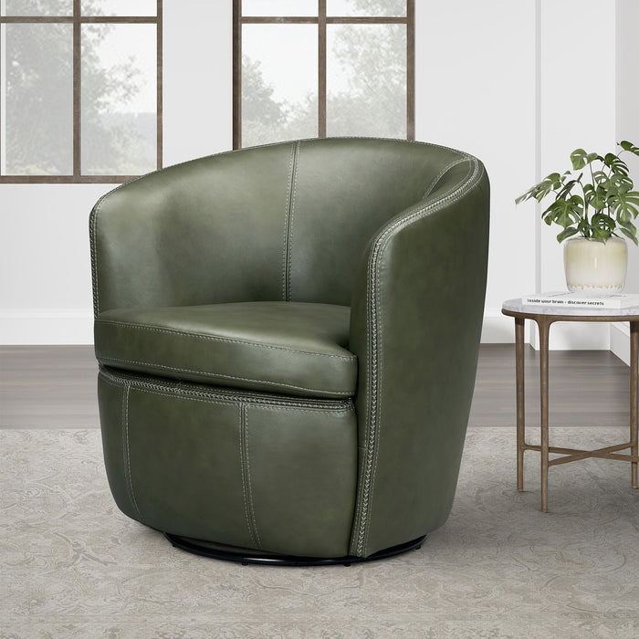 Barolo - 100% Italian Leather Swivel Club Chair (Set of 2)