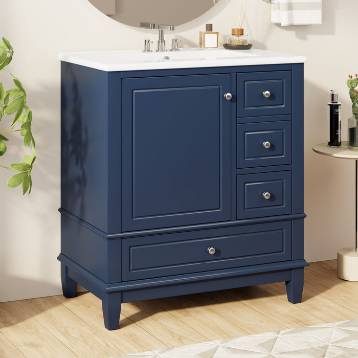 Freestanding Bathroom Vanity With Sink, Soft Close Door, 3 Drawers