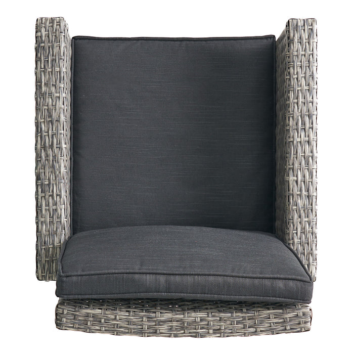 Outdoor Rattan Swivel Barstool With Water Resistant Cushion - Mixed Black / Dark Gray