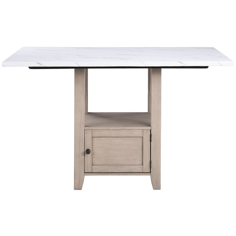 Taylor - Faux Marble Top Counter Table - White / Light Brown